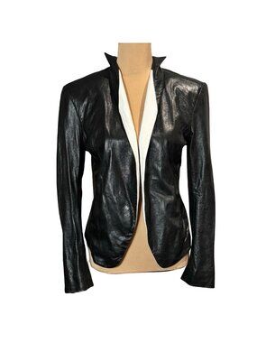 Theyskens Theory Black Lambskin Jacket Sz S Designer Avant Garde Contemporary